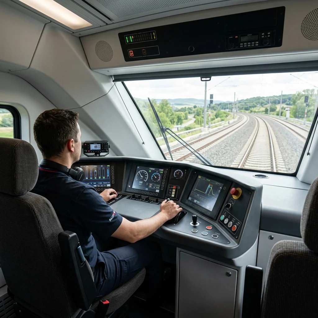 Cabina de conducción de tren real